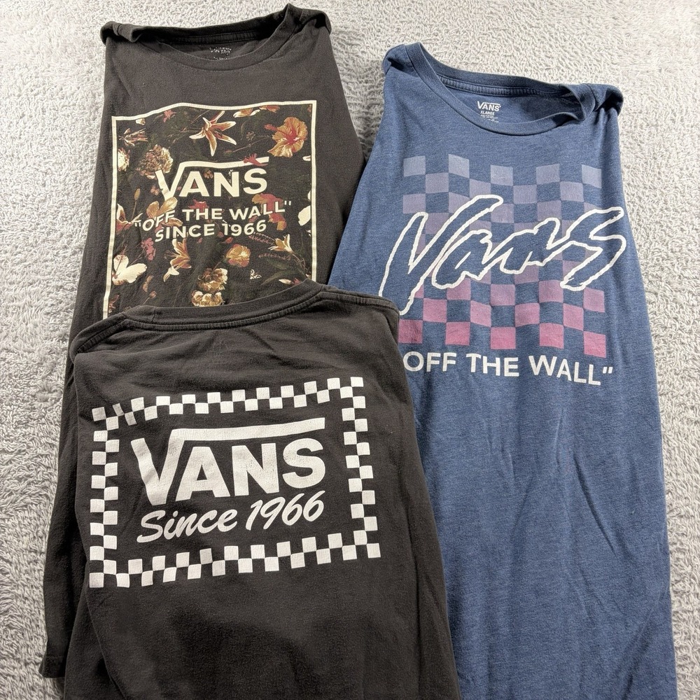 Vans Long Sleeve Tee Bundle Lot of 3 Graphic Black Blue Skater Streetwear XL